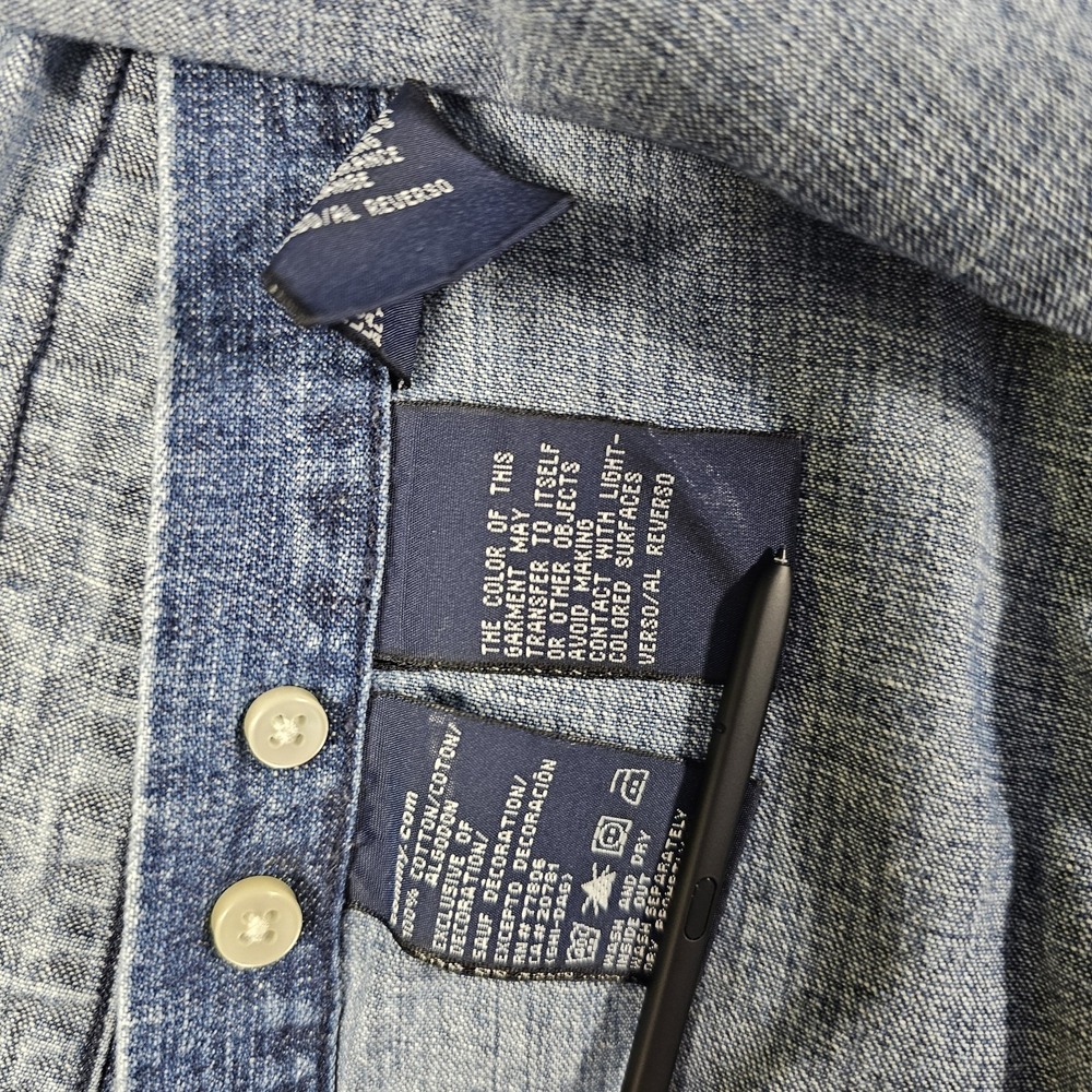 Tommy Hilfiger Denim Button Down Shirt Mens XL Blue Chambray Long Sleeve Classic - Picture 8 of 14